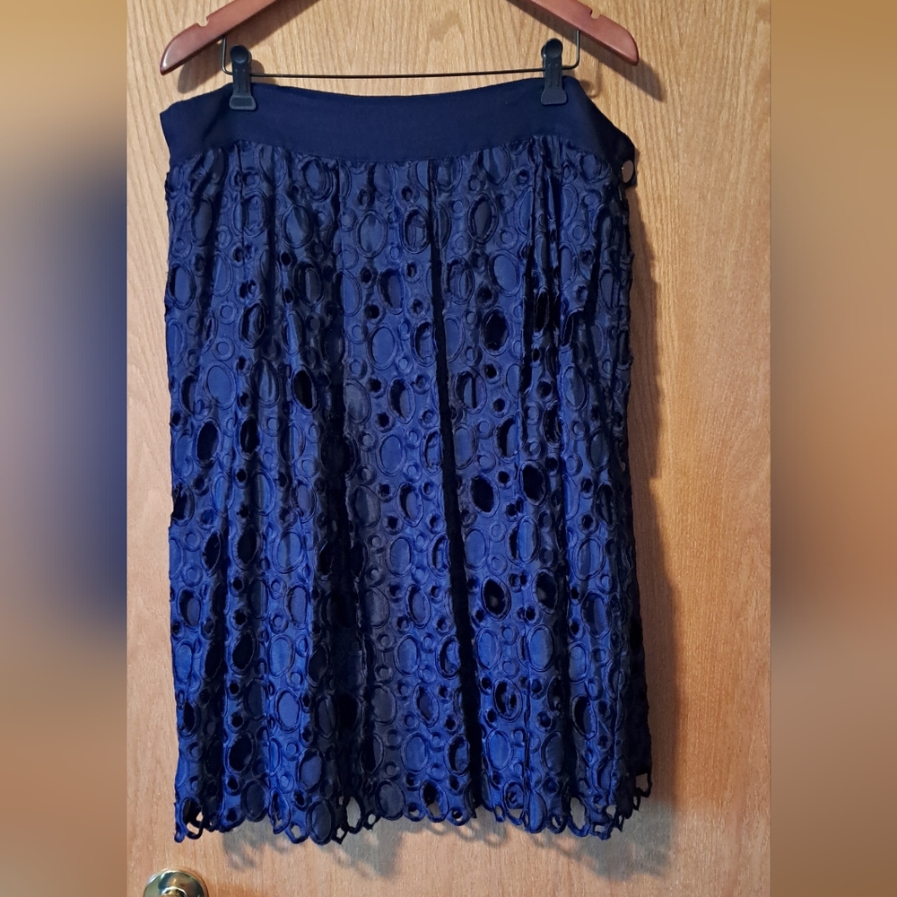 Peter Nygard Navy Blue A-Line Skirt